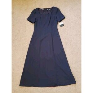 Vintage Liz Claiborne Nwt Women's Formal Long Dress Square Neck Navy Size  4